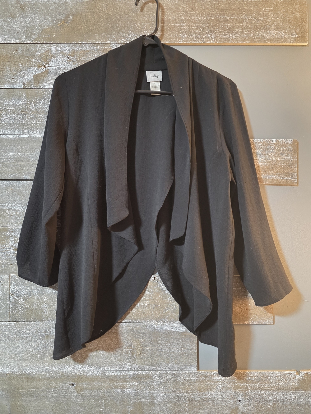 Daytrip Black Draped Open-Front Cardigan